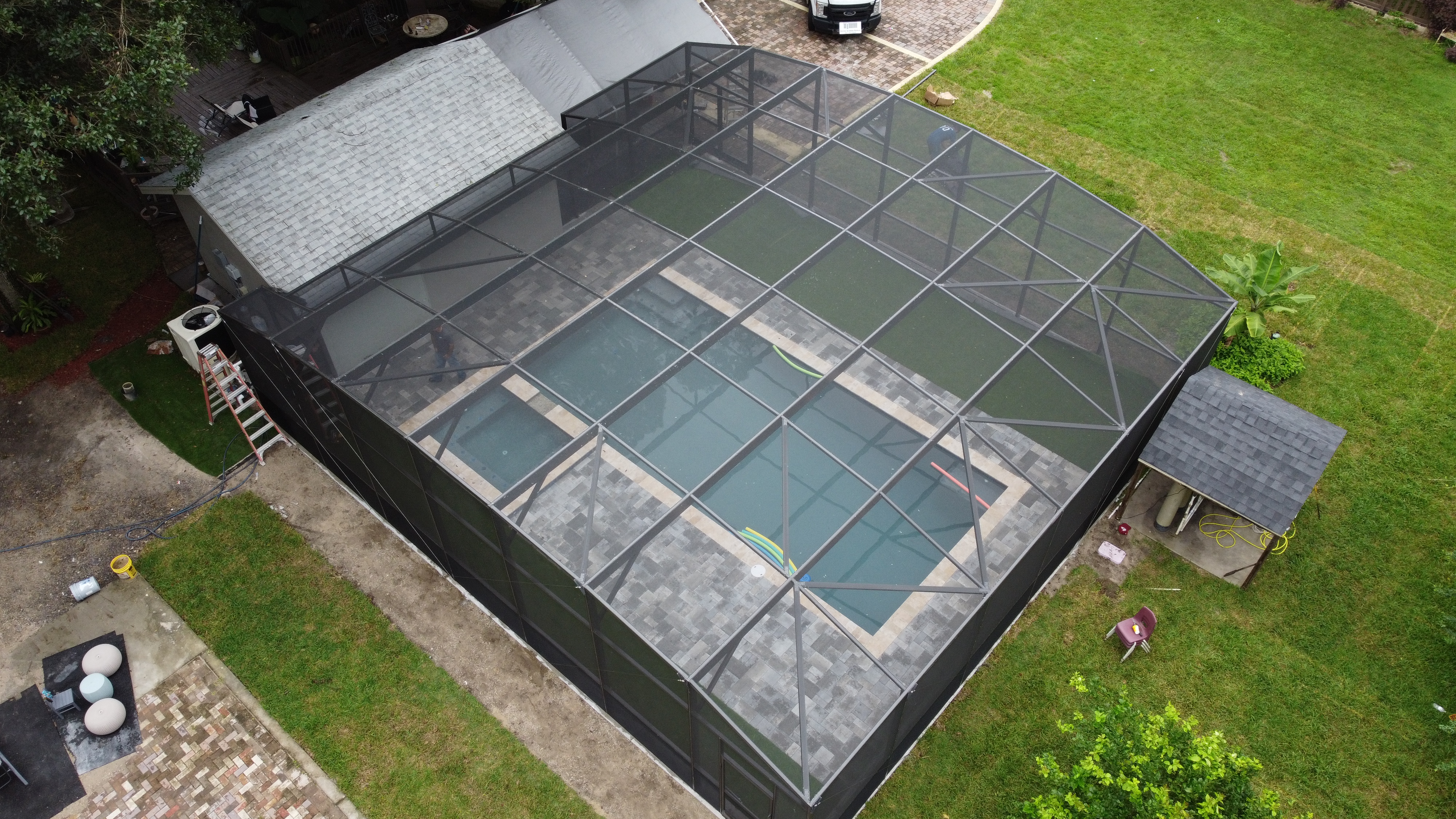 Completed pool enclosure aerial